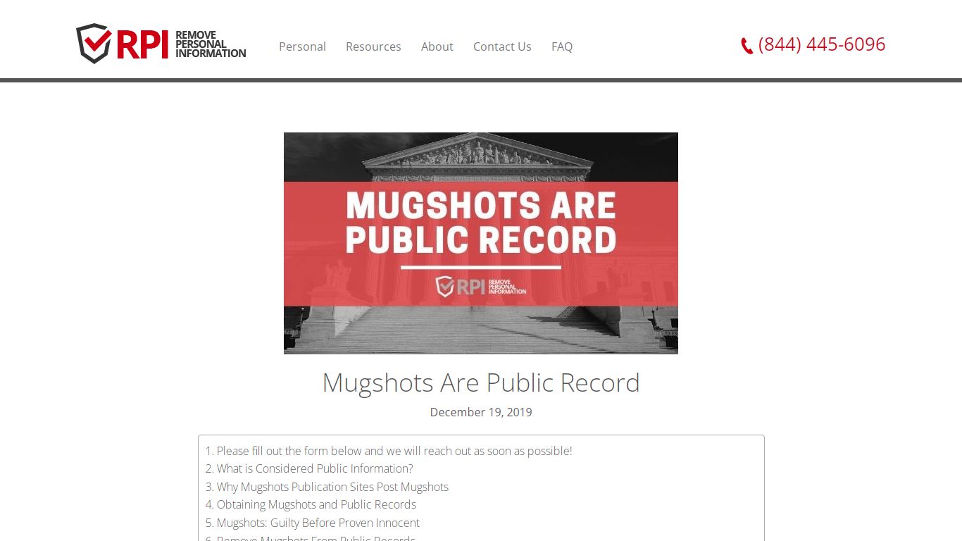 Mugshots Are Public Record - Remove Personal Information